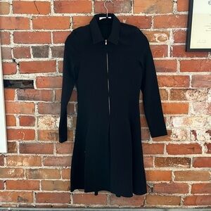 Lacoste Jersey Knit Zip Up Collared Long Sleeve Polo Dress Slate Grey sz 38/US 6